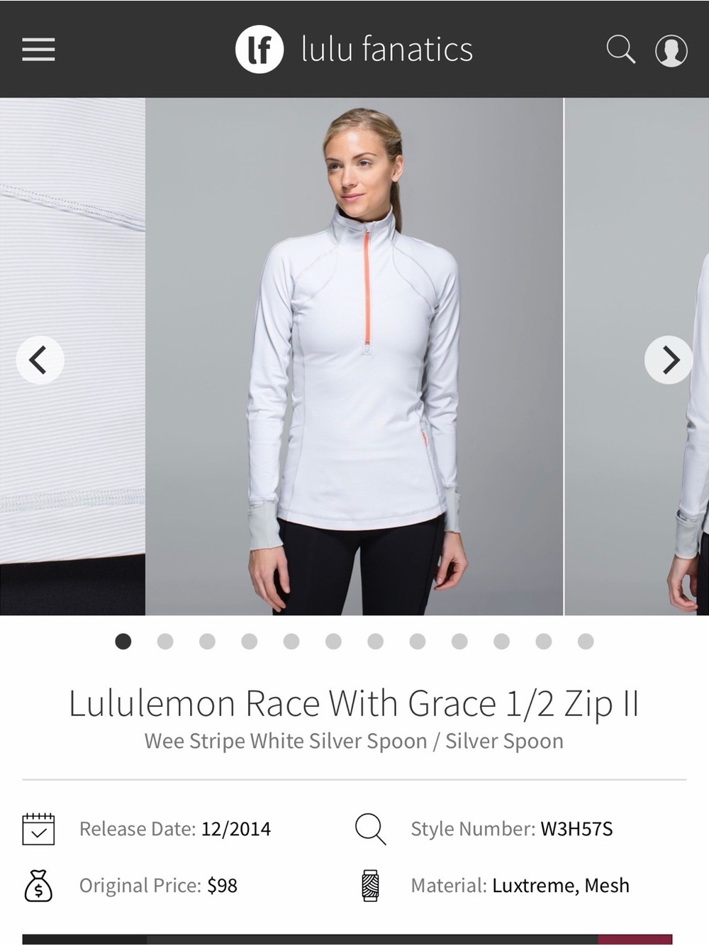 Lululemon Race with Grace 1/2 zip